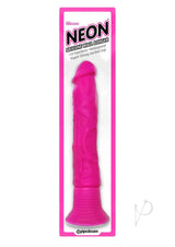 Neon Silicone Wallbanger Vibrating Dildo 7.5in - Pink