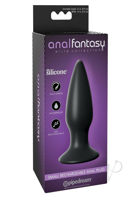 Anal Fantasy Elite Small Rechargeable Anal Plug Vibrating USB Waterproof 4.3in - Black