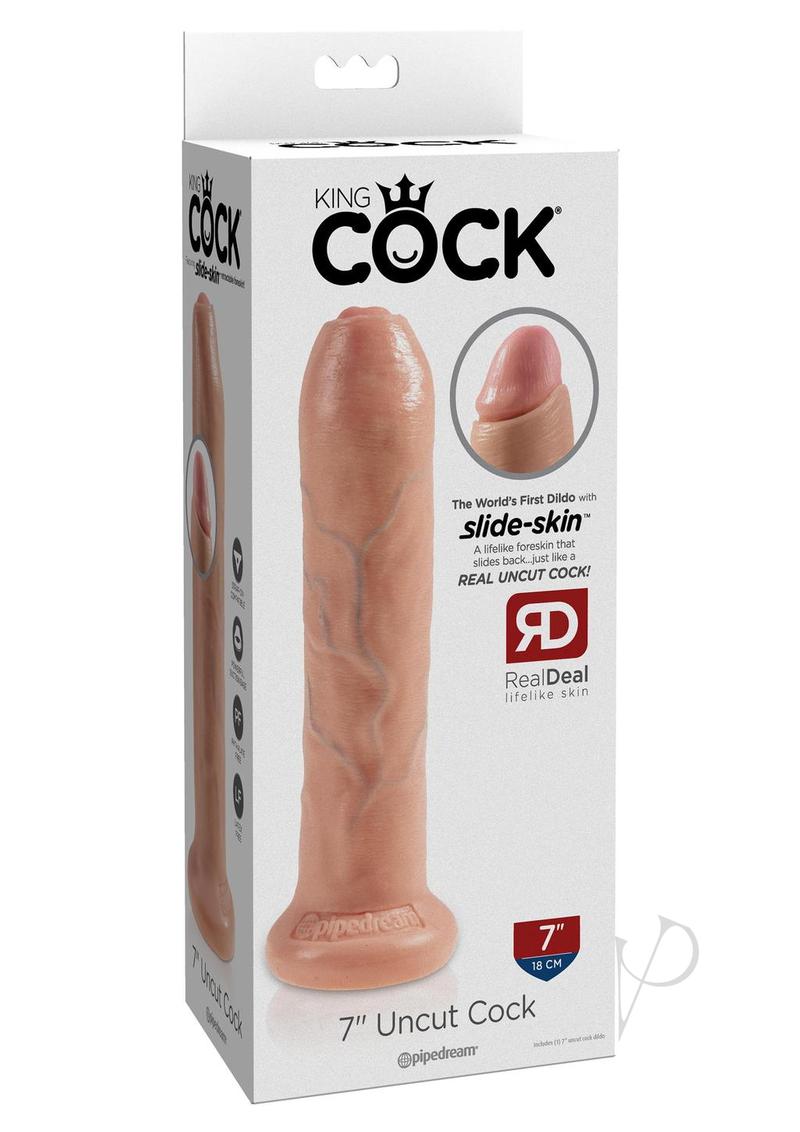 King Cock Uncut Cock Dildo 7in - Vanilla