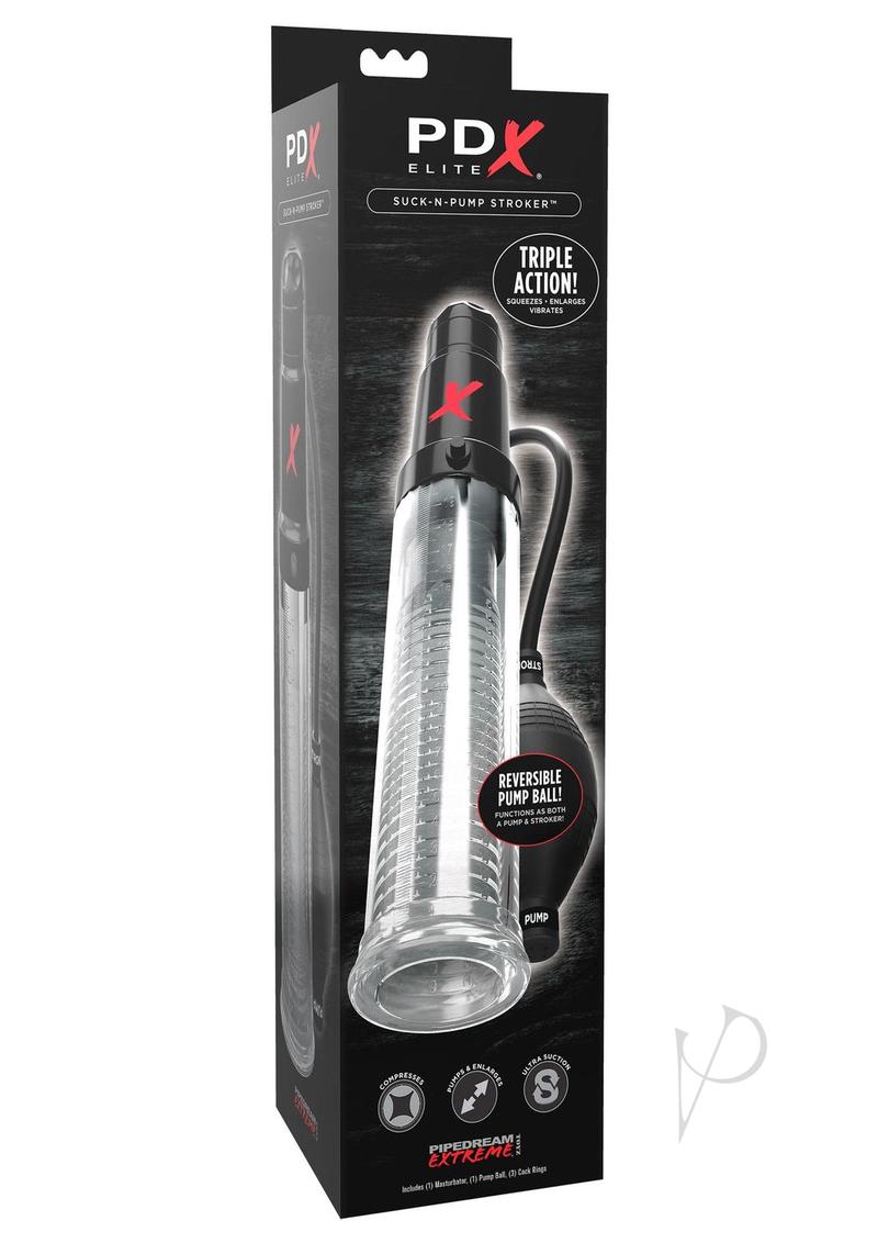 PDX Elite Suck-N-Pump Masturbator - Clear/Black