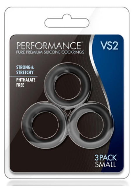 Performance VS2 Pure Premium Silicone Cock Rings - Small - Black