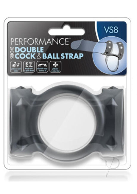 Performance VS8 Silicone Double Cock and Ball Strap - Black