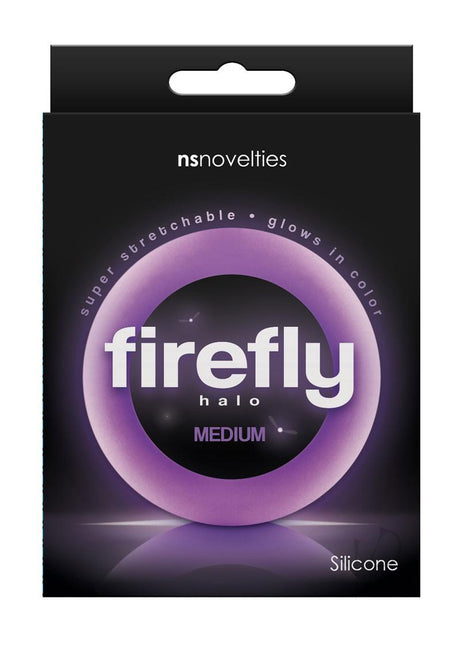 Firefly Halo Medium Silicone Cock Ring Glow In The Dark -Purple