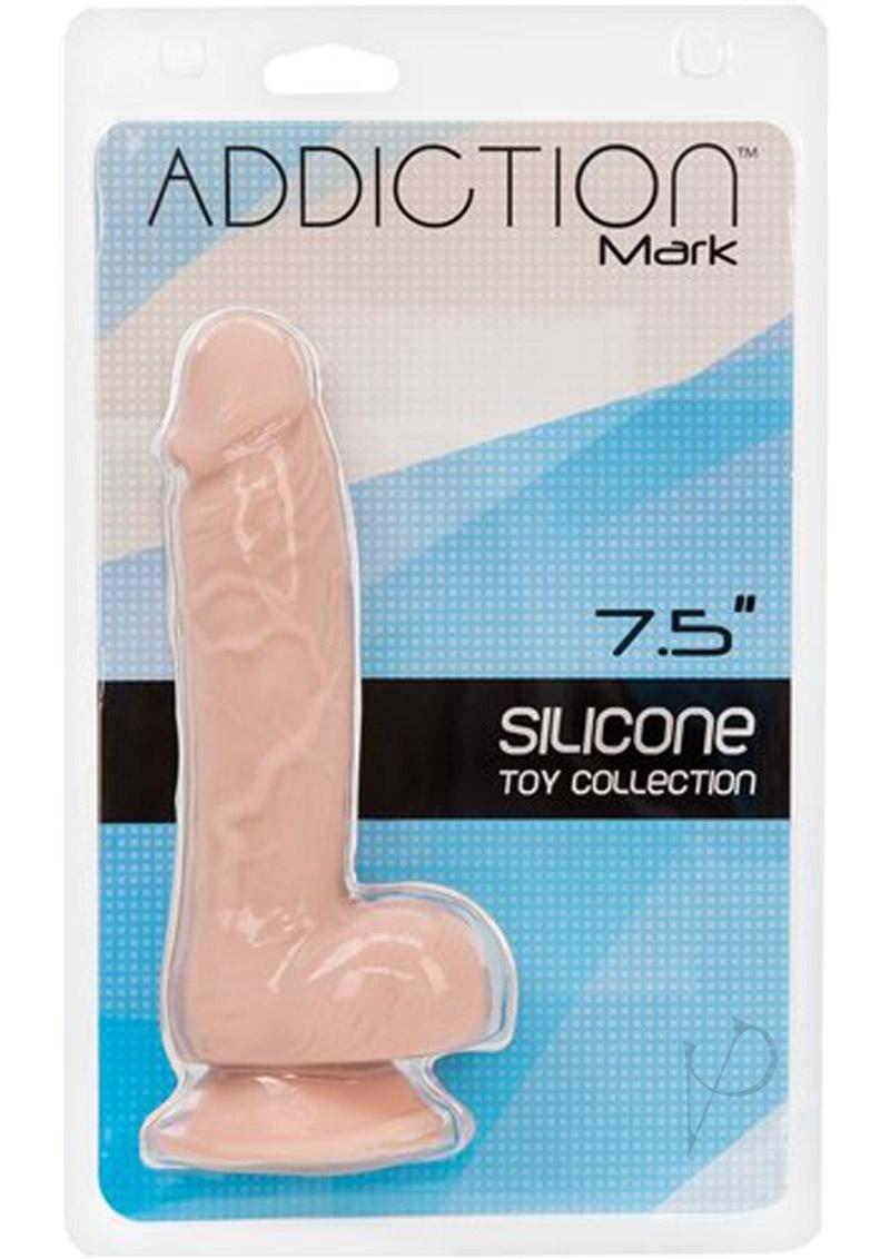 Addiction Toy Collection Mark Silicone Dildo with Balls 7.5in - Vanilla