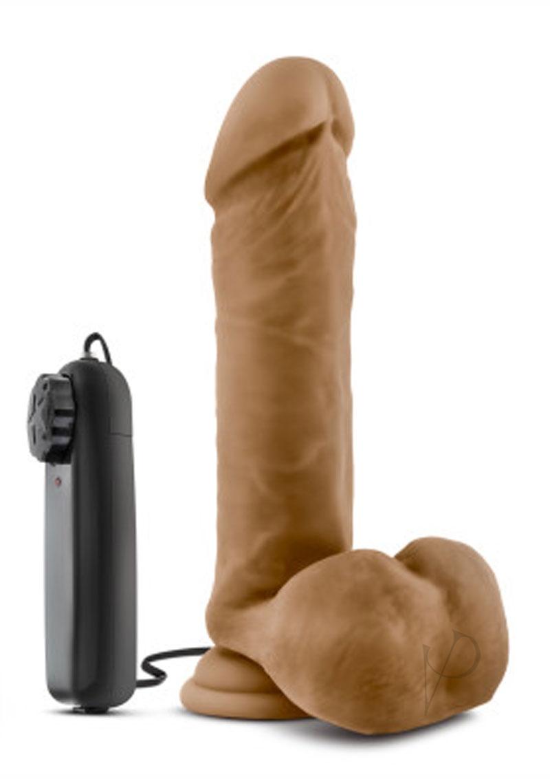 Coverboy Soccer Champ Vibrating Dildo with Balls and Wired Remote Control 8in - Caramel