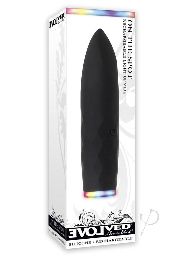 On The Spot Rechargeable Silicone Light Up Bullet Vibrator - Black