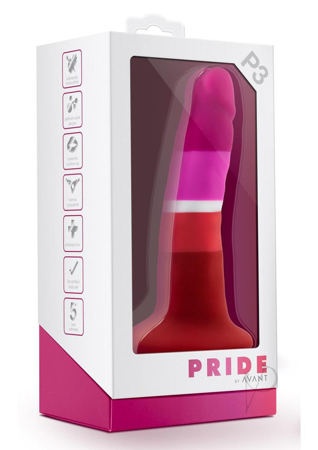 Avant Pride P3 Beauty Silicone Dildo 6in - Multicolor