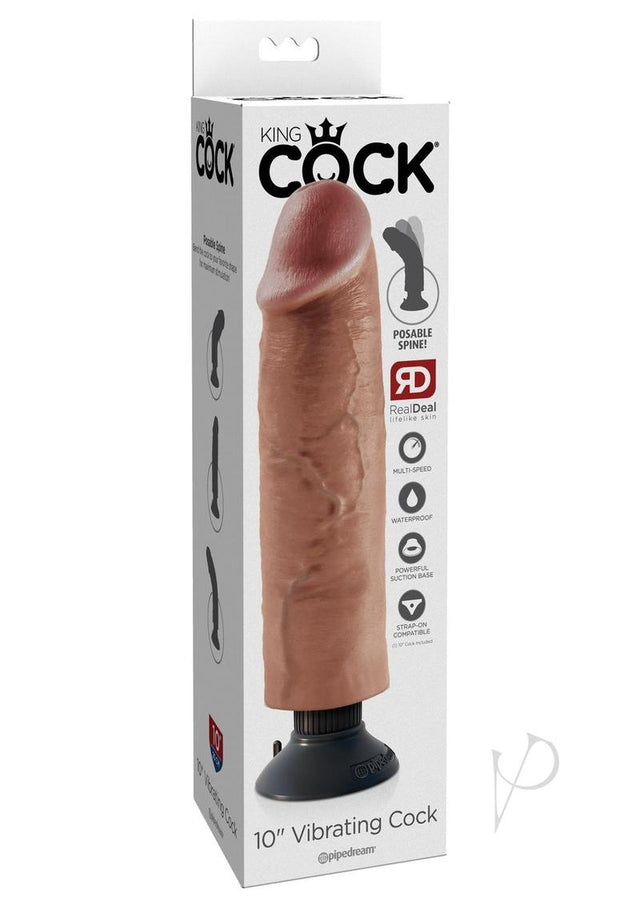 King Cock Vibrating Dildo 10in - Caramel