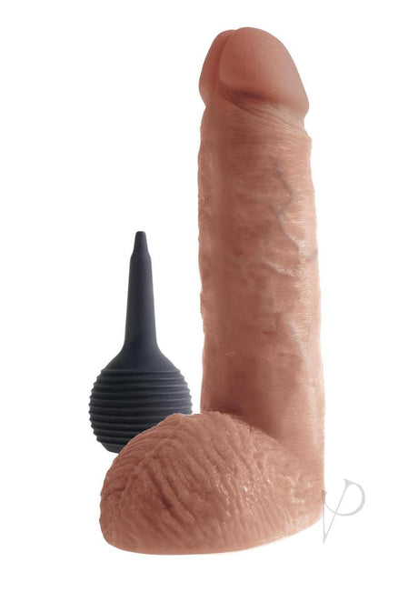 King Cock Squirting Dildo with Balls 8in - Caramel