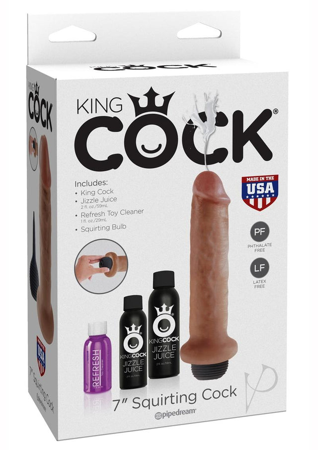 King Cock Squirting Cock Kits 7in - Caramel