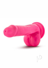 Neo Dual Density Dildo with Balls 6in - Neon Pink