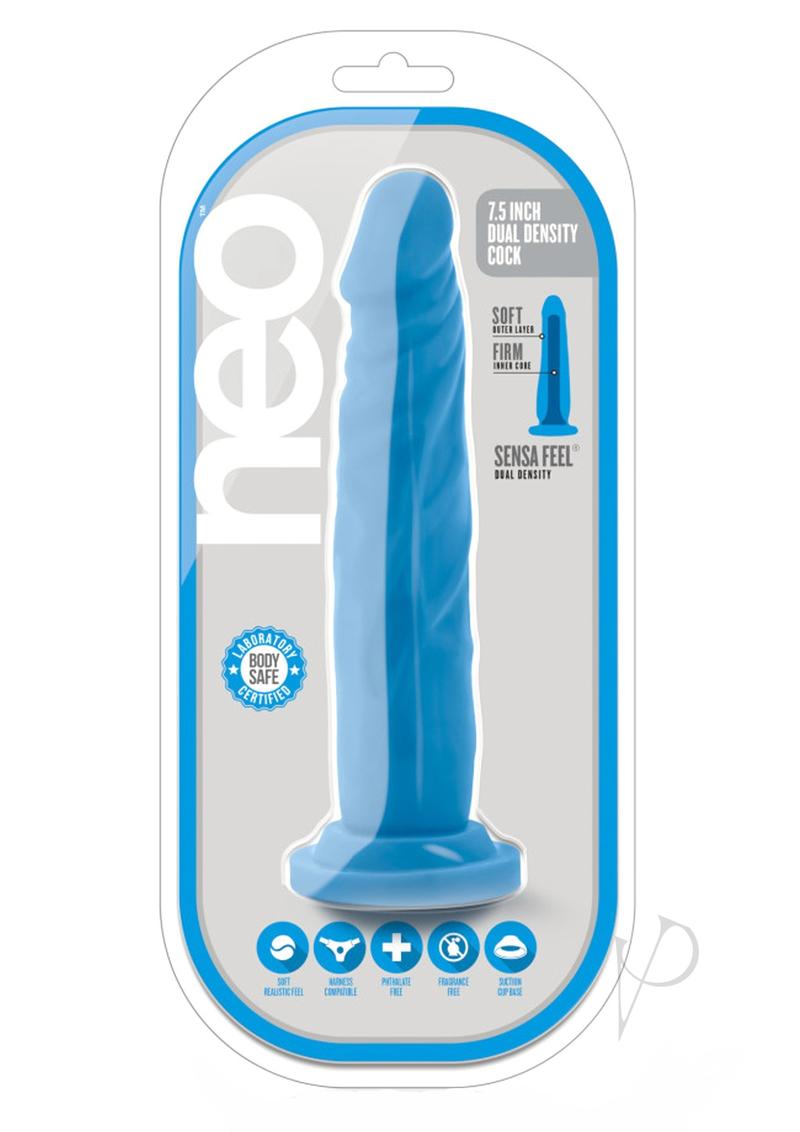 Neo Dual Density Dildo 7.5in - Neon Blue