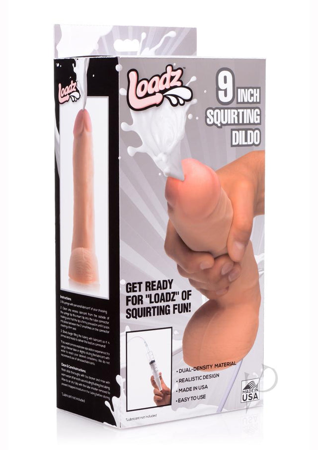 Loadz Dual Density Squirting Dildo - 9in - Vanilla