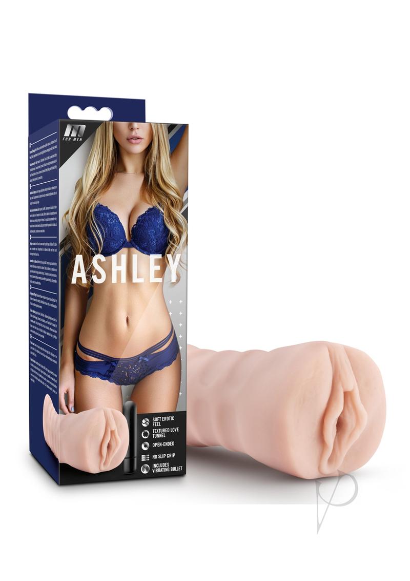 M for Men Ashley Vibrating Masturbator with Bullet - Pussy - Vanilla