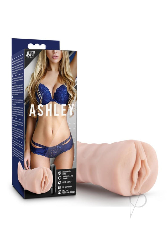 M for Men Ashley Vibrating Masturbator with Bullet - Pussy - Vanilla