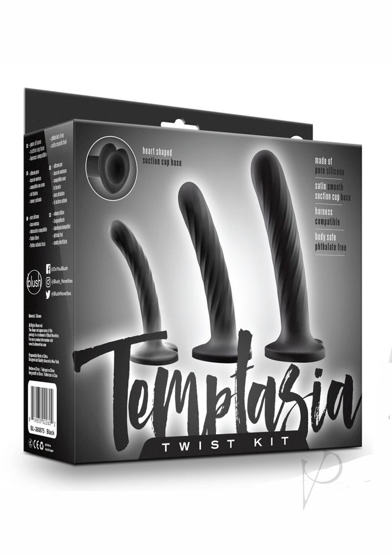 Temptasia Twist Silicone Dildo Kit (Set of 3) - Black