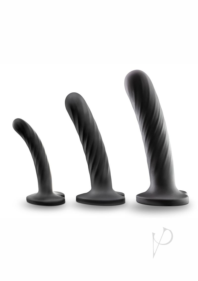 Temptasia Twist Silicone Dildo Kit (Set of 3) - Black