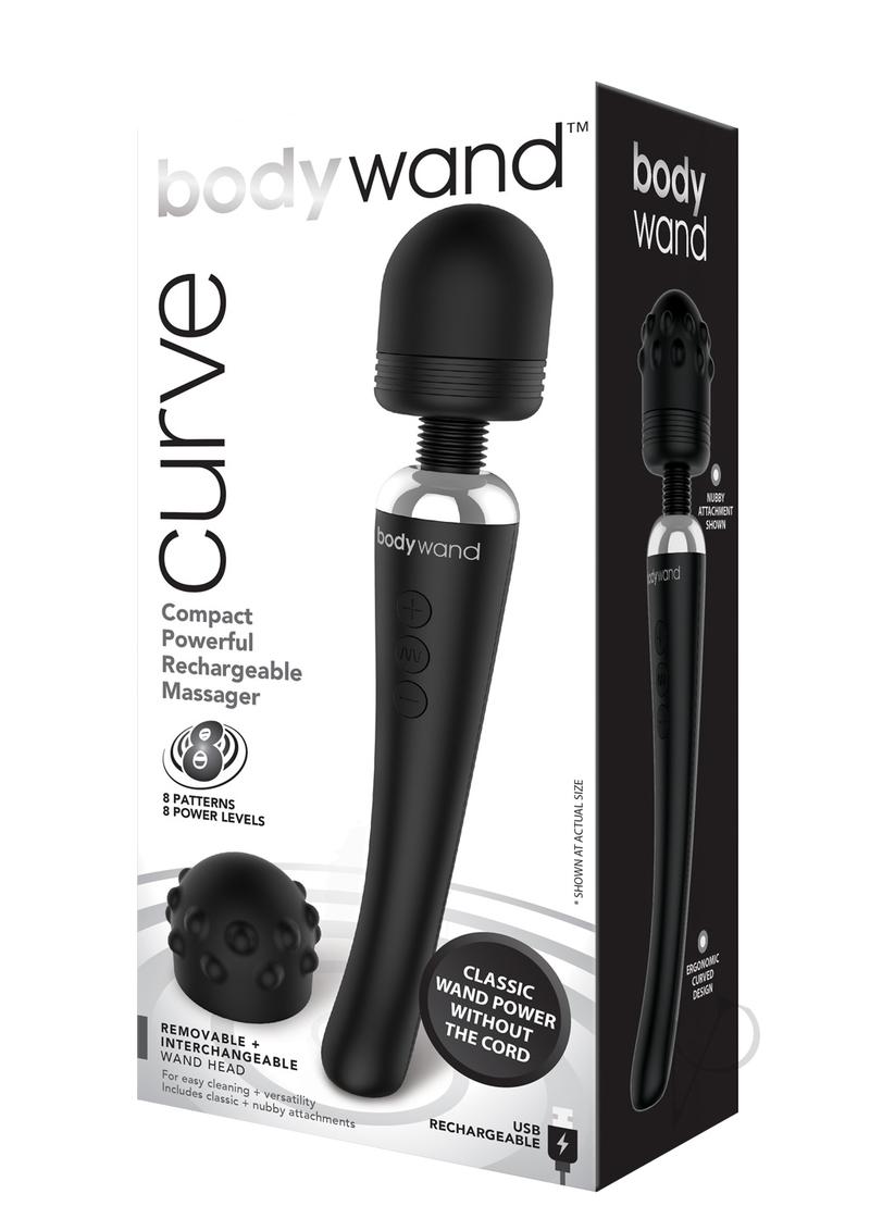 Bodywand Curve Rechargeable Silicone Wand Massager - Black