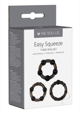 ME YOU US Easy Squeeze Cock Ring Set (3 piece set) - Black