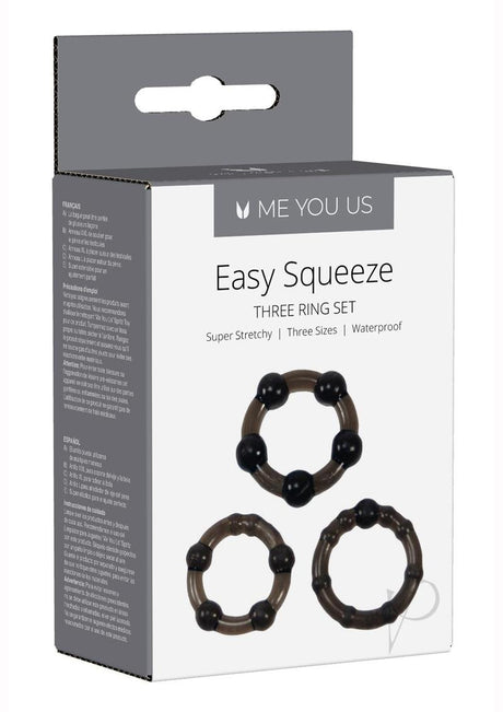 ME YOU US Easy Squeeze Cock Ring Set (3 piece set) - Black