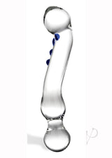 Glas Curved G-spot Glass Textured Dildo 6in - Clear/Blue