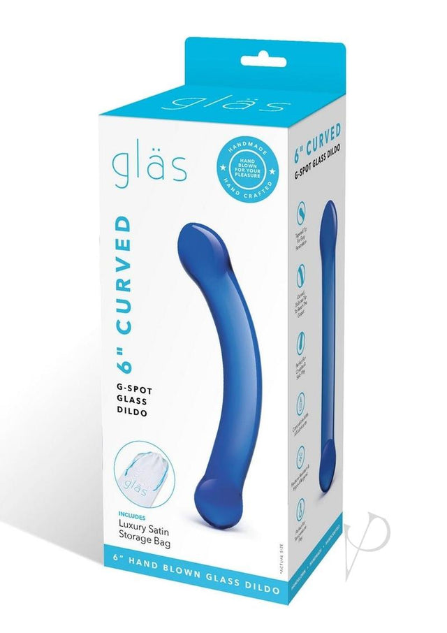 Glas Curved G-Spot Glass Dildo 6in - Blue