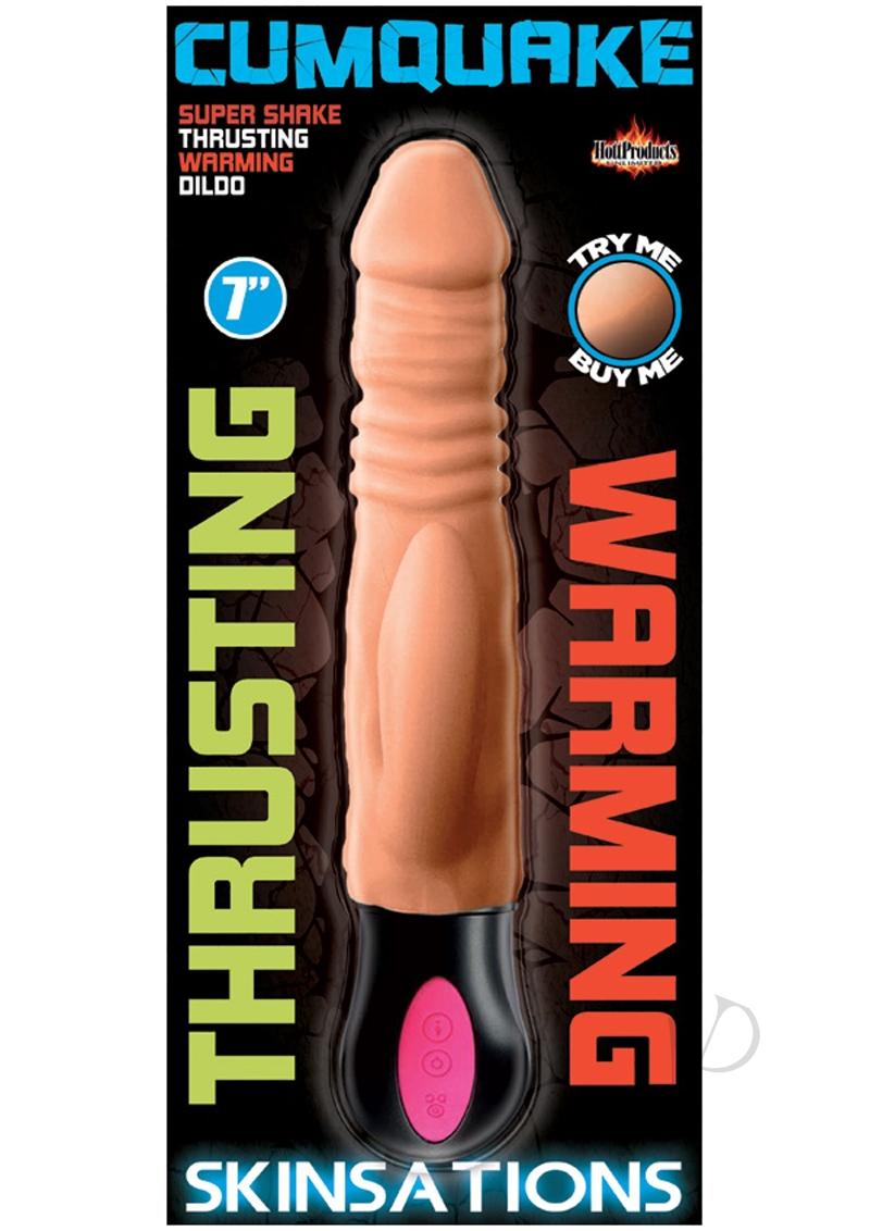 Skinsations CumQuake Super Shake Thrusting Warming Dildo Rechargeable 7in - Vanilla