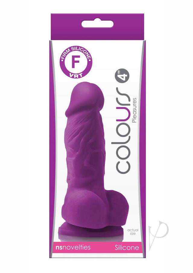 Colours Pleasure Silicone Dildo 4in - Purple