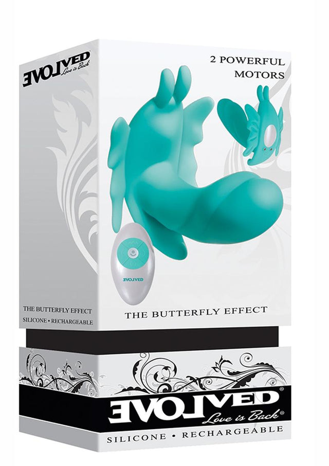 The Butterfly Effect Rechargeable Silicone Dual Motor Vibrator with Remote Control - Teal