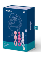 Satisfyer Booty Call Silicone Textured Anal Plugs Assorted Colors 3 Each Per Set