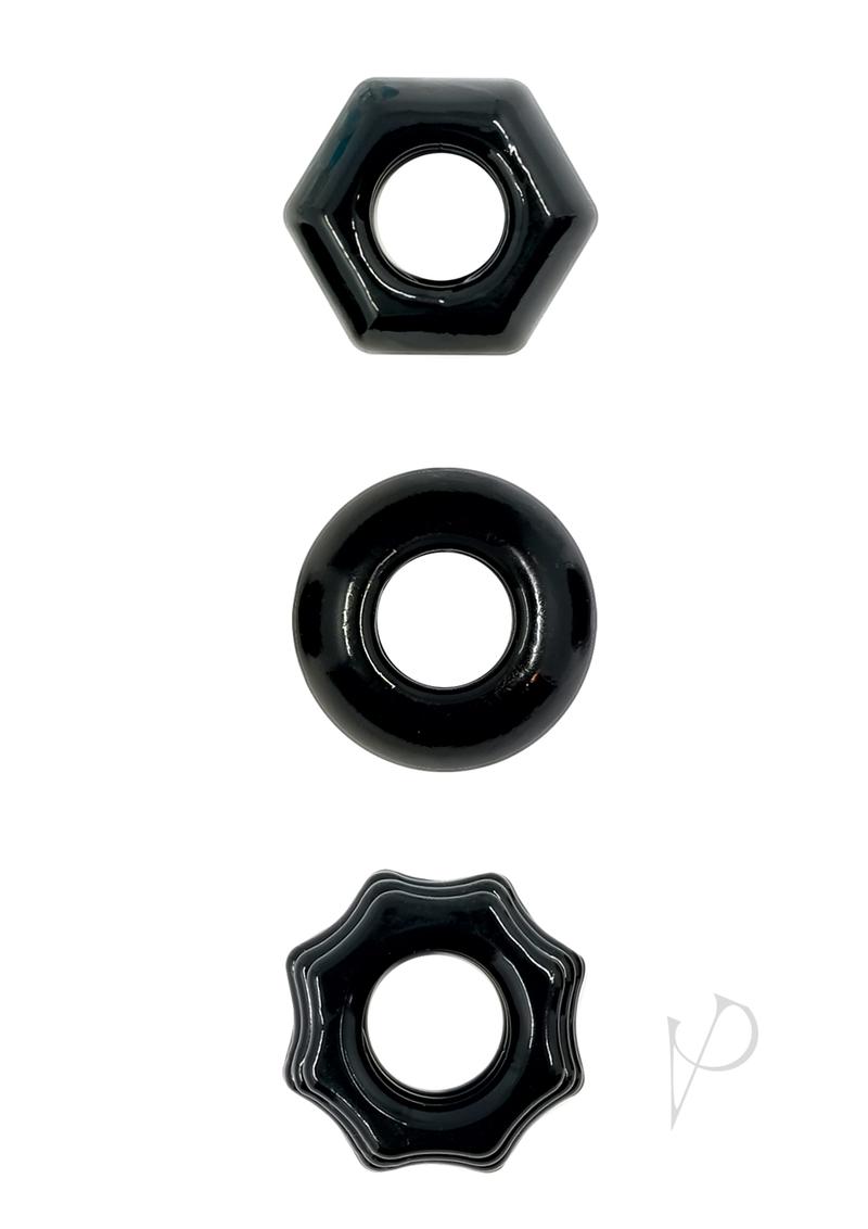 Renegade Chubbies Super Stretchable Cock Rings (Set of 3) - Black