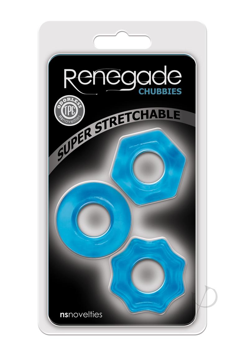 Renegade Chubbies Super Stretchable Cock Rings (Set of 3) - Blue