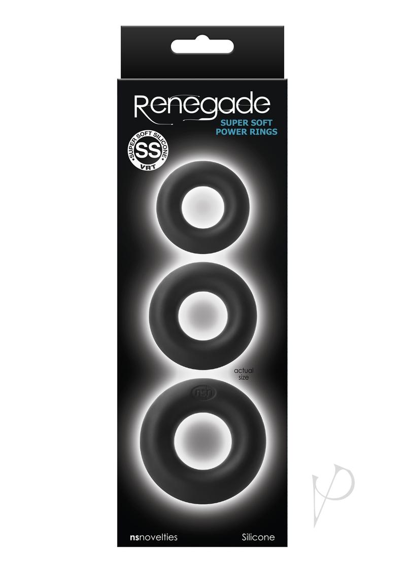 Renegade Super Soft Silicone Power Rings Cock Rings (Set of 3) - Black