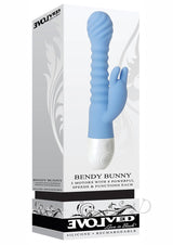 Bendy Bunny Rechargeable Silicone Dual Motor Rabbit Vibrator - Blue