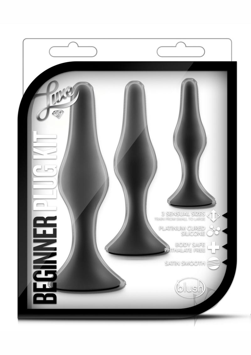 Luxe Beginner Silicone Butt Plug Kit 3 Sizes 3 Sizes - Black