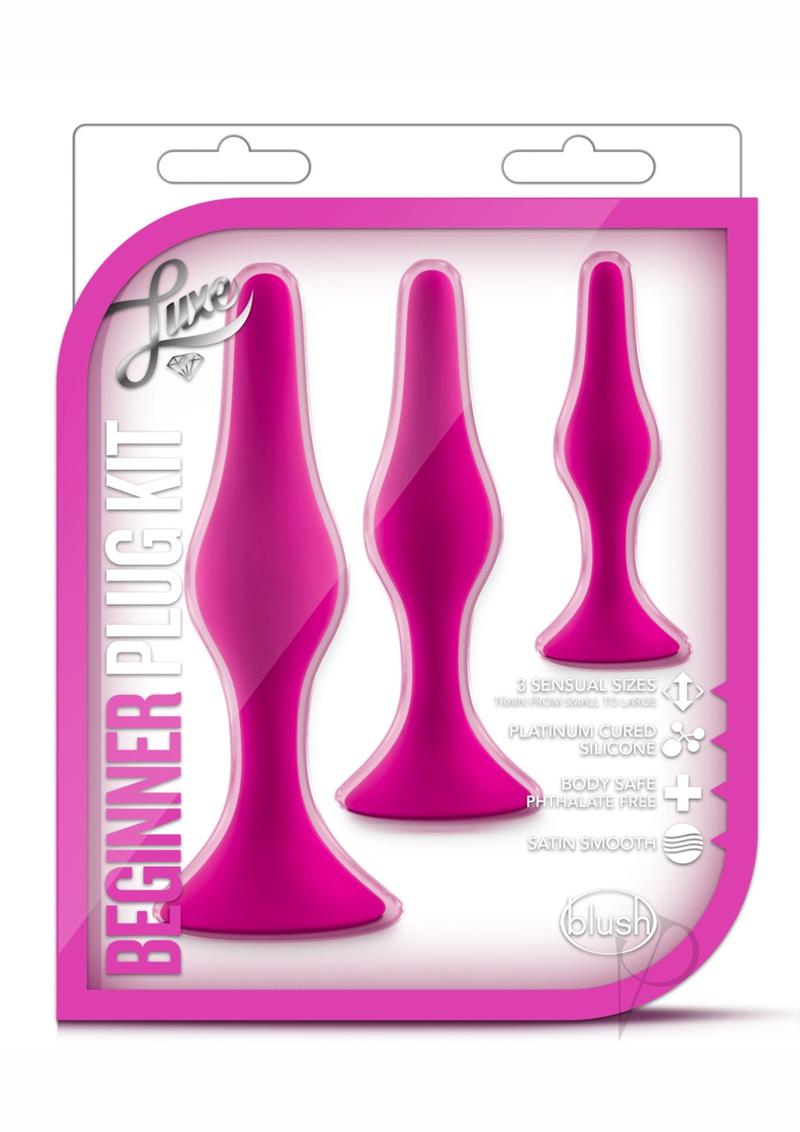 Luxe Beginner Plug Kit Silicone Butt Plugs 3 Sizes - Pink