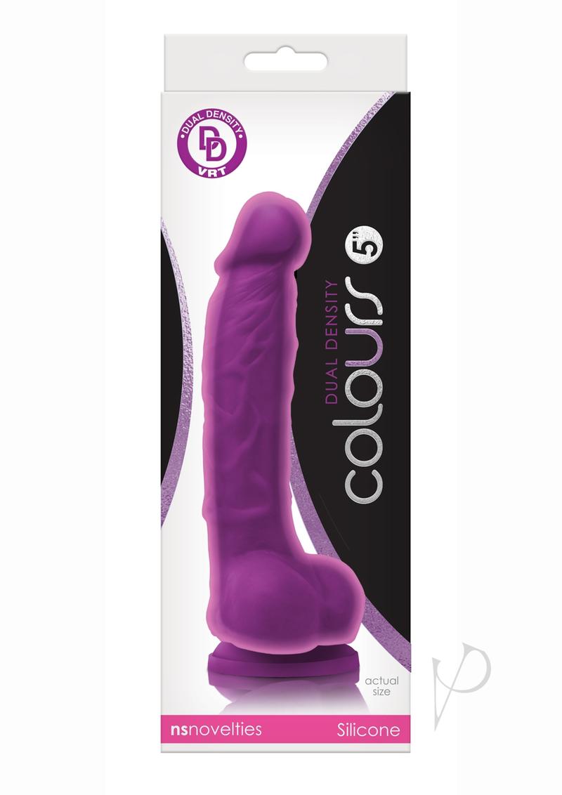 Colours Dual Density Silicone Dildo 5in - Purple