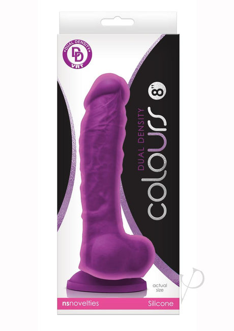 Colours Dual Density Silicone Dildo 8in - Purple