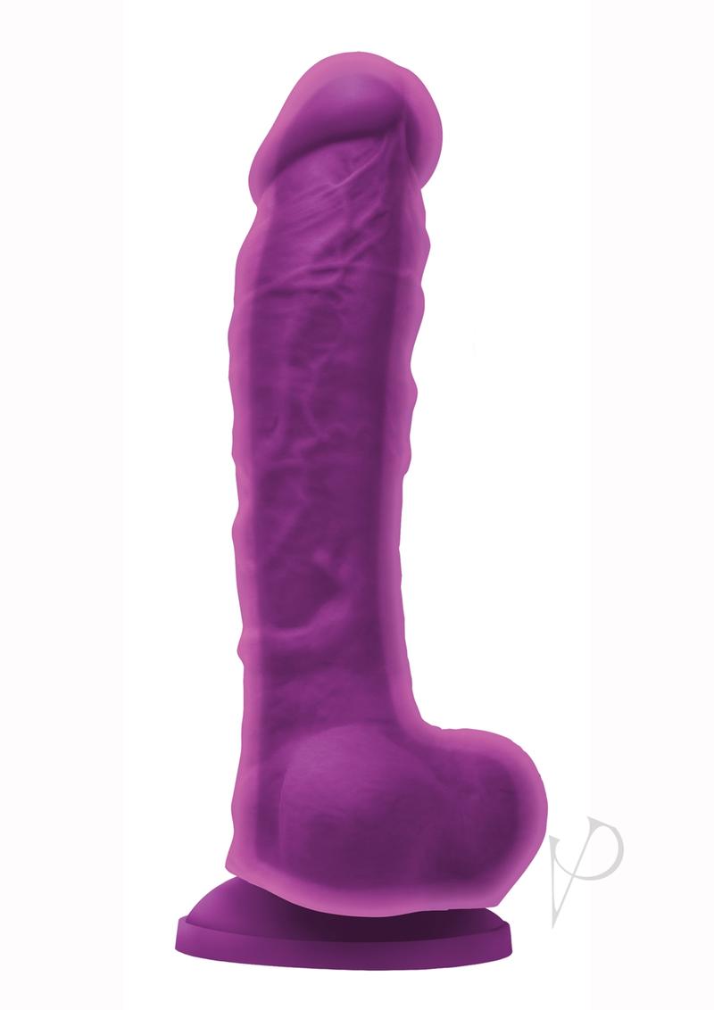 Colours Dual Density Silicone Dildo 8in - Purple