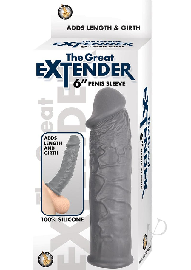 The Great Extender Silicone Penis Sleeve 6in - Gray