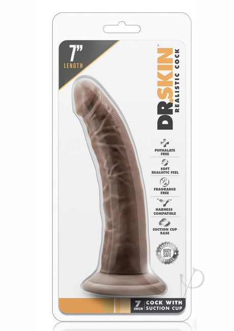 Dr. Skin Silver Collection Dildo with Suction Cup 7in - Chocolate