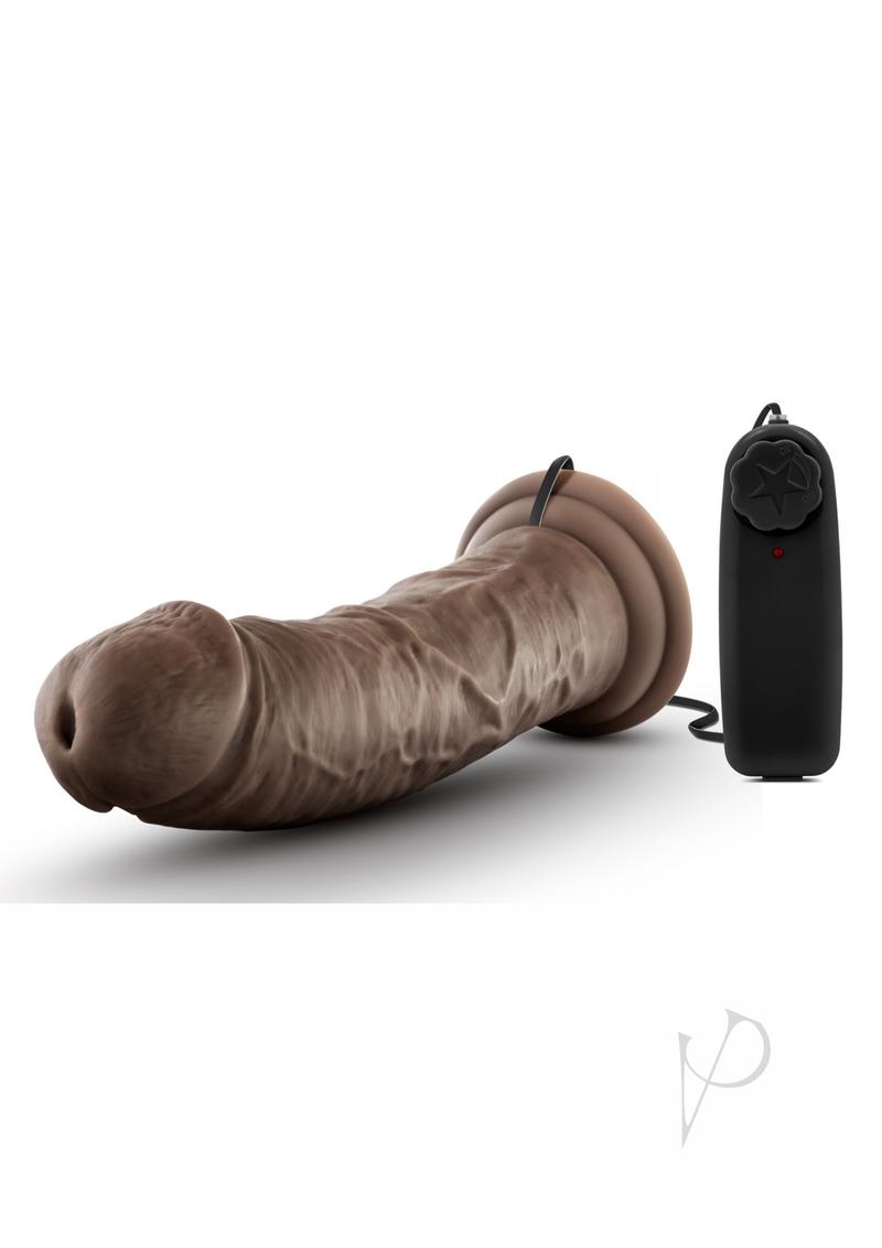 Dr. Skin Silver Collection Dr. Joe Vibrating Dildo with Wired Remote Control 8in - Chocolate