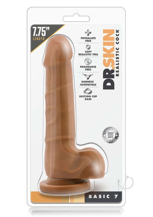 Dr. Skin Silver Collection Basic 7 Dildo with Balls 7.75in - Caramel