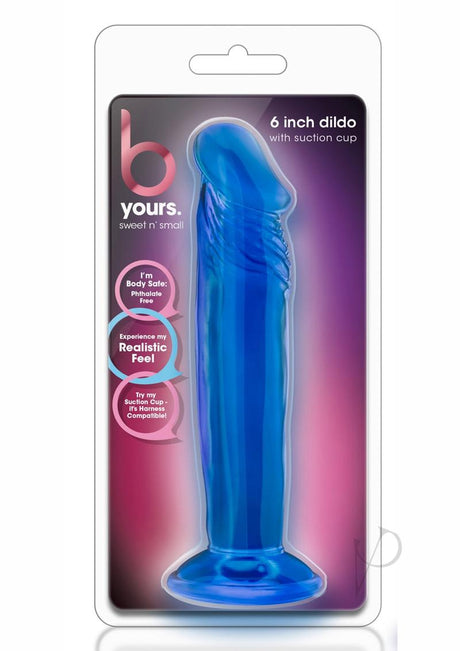 B Yours Sweet N' Small Dildo with Suction Cup 6in - Blue