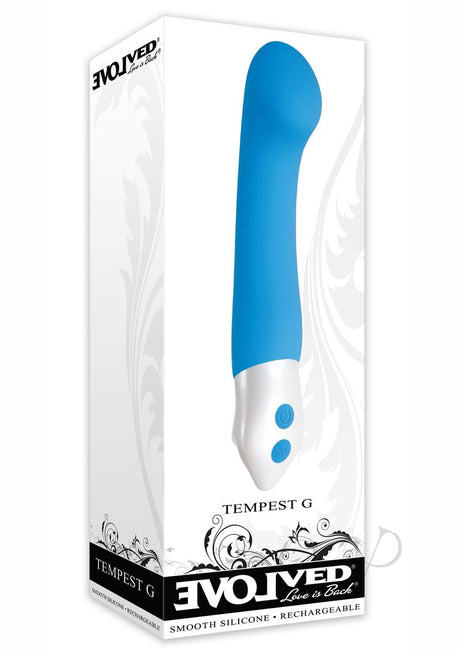 Tempest G Rechargeable Smooth Silicone G-Spot Vibrator - Blue and White