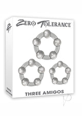 Zero Tolerance Three Amigos Beaded Cock Ring Kit (3 piece kit) - Smoke