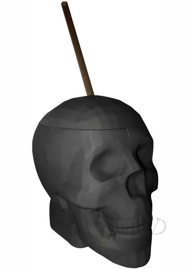 Black Matte Skull Cup with Plastic Straw 22oz