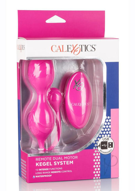 Dual Motor Kegel System Rechargeable Vibrating Silicone Kegel Balls with Remote Control - Pink