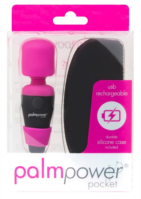 PalmPower Pocket Silicone Rechargeable Mini Wand Massager - Pink