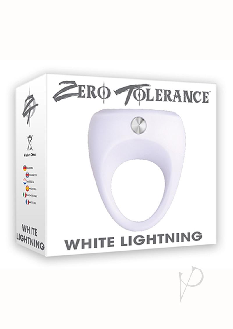 Zero Tolerance White Lightning Silicone Vibrating Cock Ring - White